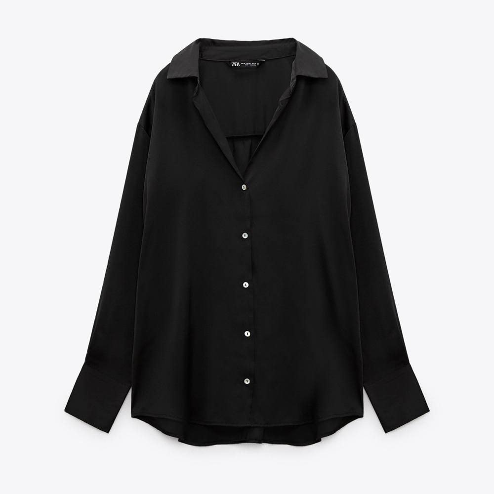 Zara Satin Effect Shirt - black, size small